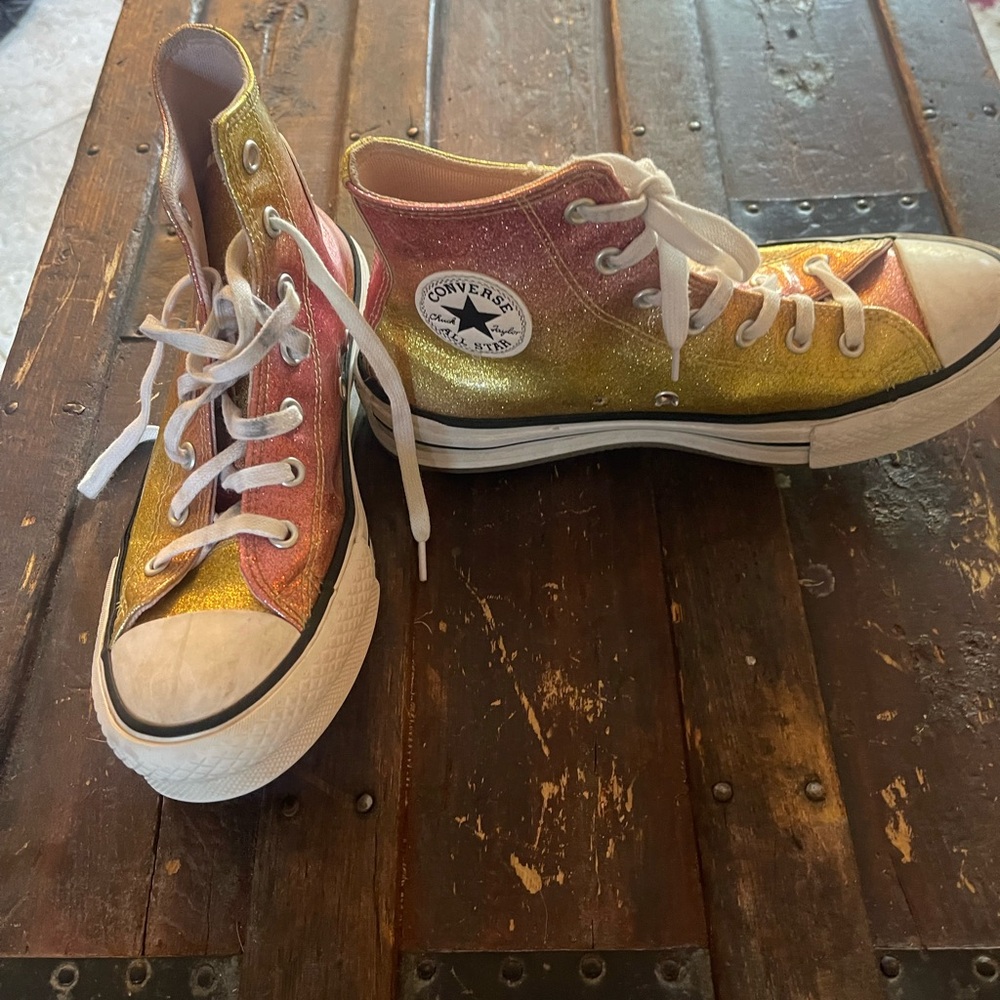 Converse Kids High-Top Sneakers - Pink and Gold